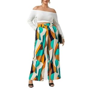 Wide Leg Geometric pants Multicolor Size 3X
